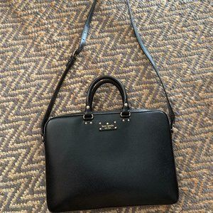 Black Leather  Kate Spade Wellesley Tanner Laptop Bag